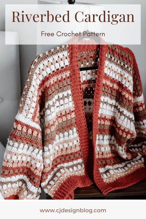 Free Crochet Pattern: The Beautiful Riverbed Cardigan - CJ Design Blog Cj Design, Crocheted Cardigan, Crochet Sweater Pattern, Crochet Cardigan Pattern Free, Crochet Sweater Pattern Free, Crochet Fall, Crochet Cardigan Pattern, Diy Crochet Projects, Sweater Crochet Pattern