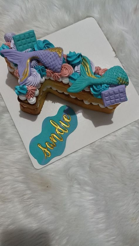 Mermaid themed number cake Simple Number Cake, Mermaid Number Cake, Number Cake 1, Themed Number Cake, Mermaid Number, Cake Mermaid, Number 1 Cake, Number Cake, Number Cakes