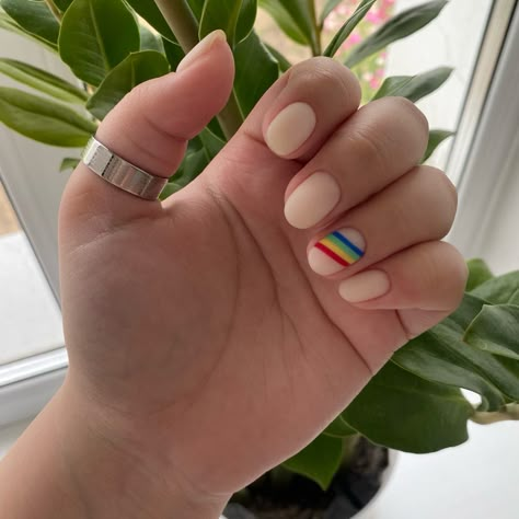 Masc Pride Nails, Simple Rainbow Nails Short, Pride Month Nails Short, Pride Nail Art Short Nails, Queer Nails Short, Pride Nails For Men, Pride Month Nail Ideas, Simple Pride Nail Art, Short Pride Nail