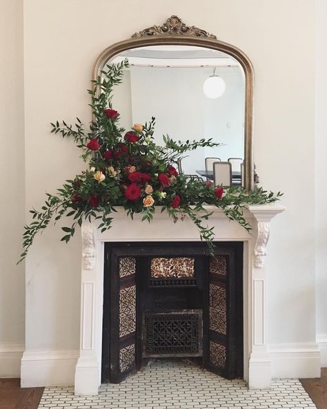 Mantle Floral Arrangements, Mantle Arrangements, Floral Arrangements Christmas, Hieros Gamos, Riverfront Wedding, Wedding Business Ideas, Taylor Wedding, Instagram Reach, Winter Arrangements