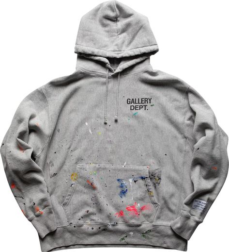 Gallery Dept. Logo Painted Hoodie 'Grey' | GOAT Mens Hoodies Streetwear, Gallery Dept Logo, Painted Hoodie, Vetements Hoodie, Mechanics Jacket, Painting Hoodie, Streetwear Ideas, Hoodie Diy, Gallery Dept