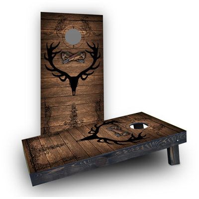 Elk Hunter themed custom cornhole board design for game sets and prints/wraps. This item includes 2 wood handmade regulation size and ACA Certified cornhole boards with 8 best matching cornhole bags. | Custom Cornhole Boards 1' x 4' F-18 Hornet Fighter Jet Light Weight Manufactured Wood Cornhole Board Manufactured Wood in Brown | Wayfair Cornhole Boards Designs, Cornhole Designs, Custom Cornhole Boards, Bag Toss Game, Cornhole Game, Cornhole Board, Wooden Boards, Corn Hole Game, Game Black