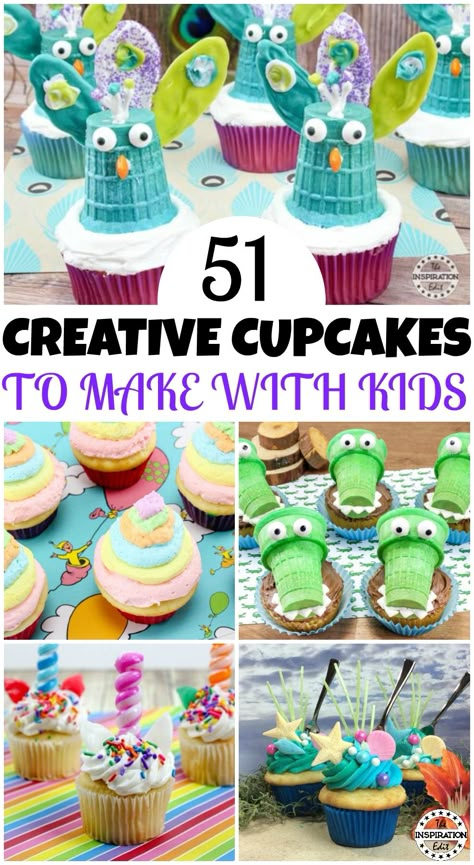 50 Creative Cupcake Ideas To Make With Kids · The Inspiration Edit Creative Cupcake Ideas, Easy Cupcakes Decoration, Kids Cooking Party, Cupcakes Design, Funfetti Cupcakes, Summer Cupcakes, Novelty Birthday Cakes, Cupcakes For Boys, Kid Cupcakes