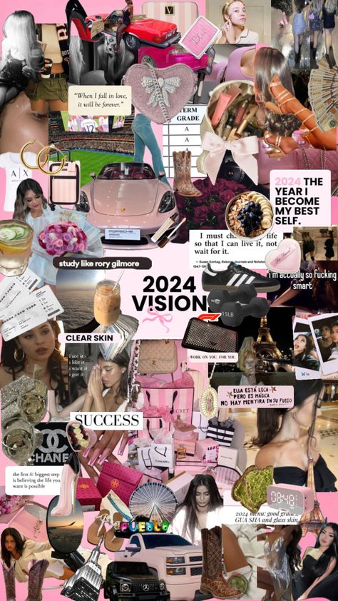 Lockscreen Vision Board, Travel Pink Aesthetic, Pink Aesthetic Vision Board, Vision Board Lockscreen, Vision Board Aesthetic, Board Aesthetic, Aesthetic 2024, Dream Dream, 2024 Vision Board