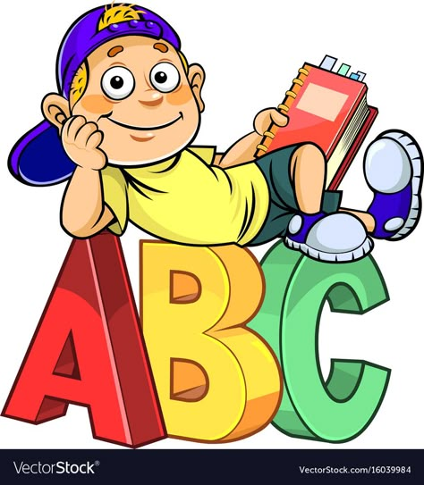 Abc Alphabet Letters, School Wall Art Ideas, School Wall Decoration, Abc School, Preschool Designs, Holding A Book, School Wall Art, School Murals, School Cartoon