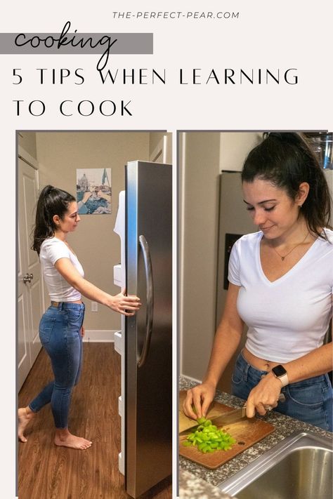 I wanted to list out my top 5 cooking tips for beginners because learning to cook can be overwhelming. I simplify my recommendations into 5 points when first getting in to the kitchen! How To Love Cooking, Learn To Cook Beginner, Learn How To Cook, Learning To Cook, Cooking Advice, Cooking Together, Fun Cooking, Learn To Cook, Learn To Love