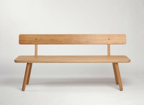 Another-Country-Bench-One-Back-Remodelista                                                                                                                                                                                 More Dining Bench With Back, Wooden Dining Bench, Country Bench, Wood Dining Bench, Bench With Back, Shaker Furniture, Oak Bench, Another Country, Bench Designs