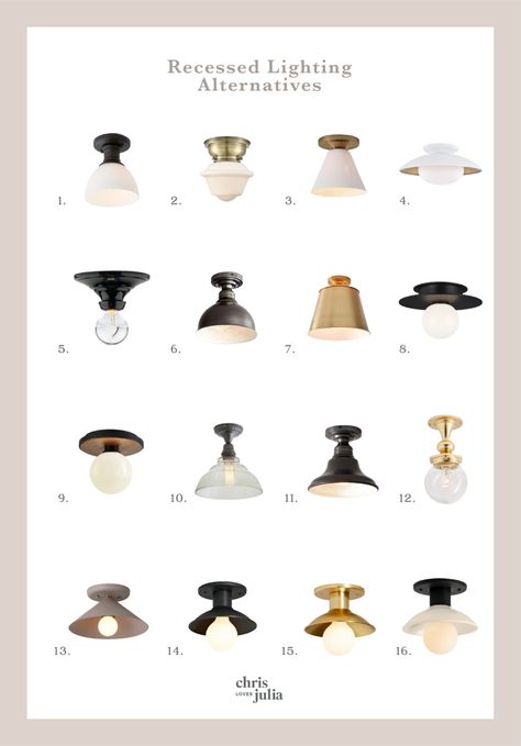 Our Favorite Recessed Lighting & Some alternatives to can lighting! - Chris Loves Julia Flush Mount Under 100, Vintage Semi Flush Ceiling Lights, Mini Flush Mount Ceiling Lights, Kitchen Accent Lighting, Lighting On Sloped Ceiling, Mini Flush Mount Lighting, Small Flush Mount Ceiling Lights, Can Light Alternative, Replace Can Lights