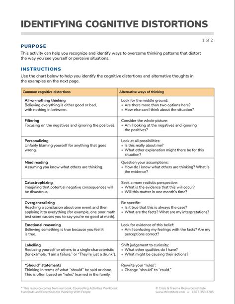 Cbt Therapy Worksheets, Group Therapy Activities, Counselling Tools, Counseling Worksheets, Mental Health Facts, Social Emotional Learning Activities, Health Psychology, Mental Health Therapy, Therapeutic Activities