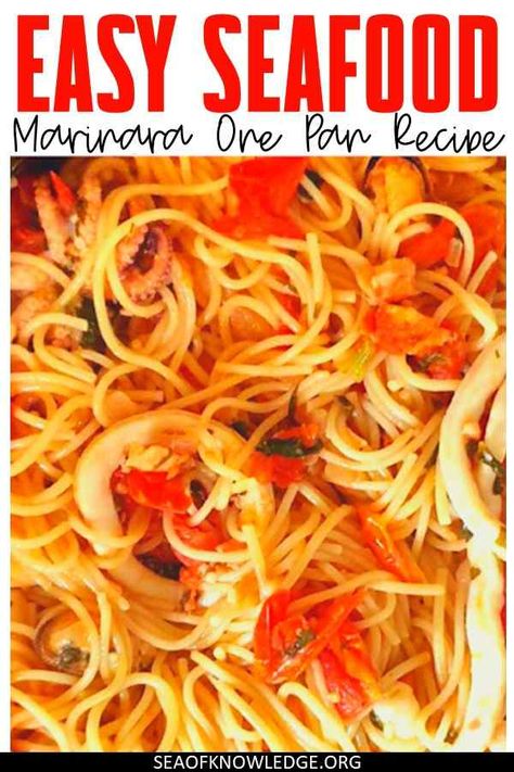 Seafood Marinara Recipes, Seafood Marinara Pasta, Spaghetti Marinara Recipe, Easy Seafood Pasta, Spaghetti Seafood, Seafood Marinara, Easy Marinara Sauce, Marinara Recipe, Marinara Sauce Recipe