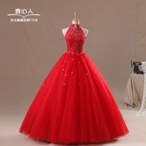 Halter Prom Dress, White Quinceanera Dresses, Red Quinceanera Dresses, Halter Prom Dresses, Prom Dresses 2018, Red Ball, Formal Dresses For Weddings, Sweet 16 Dresses, Quince Dresses