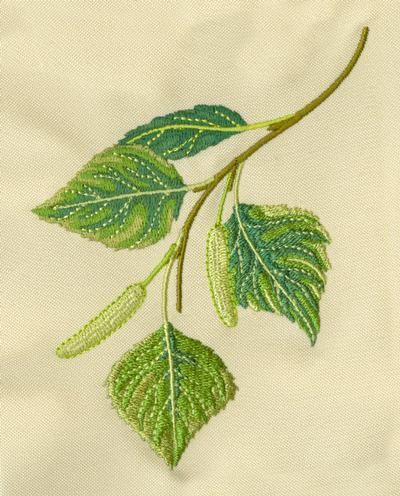 Set with embroidery designs of Birch Leaves Birch Embroidery, Large Leaf Embroidery Pattern, Embroidery Plants Leaves, Ivy Leaf Embroidery, Oak Tree Branch Embroidery Pattern, Embroidered Ivy Leaf, Birch Leaves, Leaves Embroidery, Birch Leaf