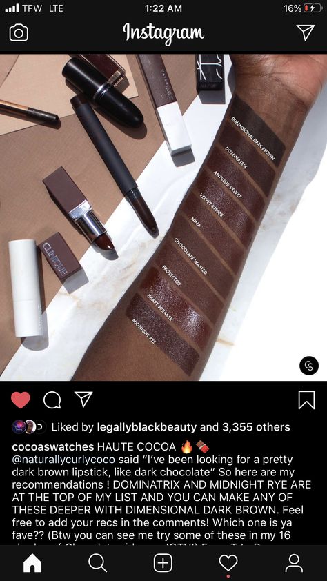 Brown Lip Products, Dark Brown Lipstick, Chocolate Lipstick, Makeup Wishlist, Red Chocolate, Brown Lipstick, Dark Lipstick, Body Smells, Brown Makeup