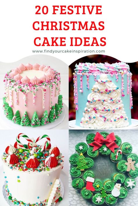 20 Festive Christmas Cakes Inspiration Christmas Cookies Ideas, Glazed Gingerbread, Christmas Cake Decorating Ideas, Christmas Cake Ideas, Christmas Cake Decorating, Christmas Birthday Cake, Christmas Themed Cake, Cakes Inspiration, Cake Christmas