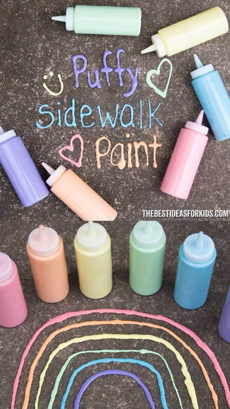 Puffy Sidewalk Paint, Summer Activity For Kids, Sidewalk Paint, Fun Summer Activities, Summer Activity, Activity For Kids, Toddler Fun, Summer Activities For Kids, Fun Crafts For Kids