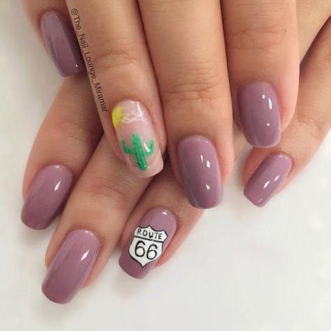 Mauve Route 66 desert road trip nail art design Road Trip Nail Designs, Road Trip Nails, Desert Themed Nails, Desert Nail Ideas, Arizona Nail Designs, Trip Nails, Desert Road Trip, Desert Road, Crazy Nail Art