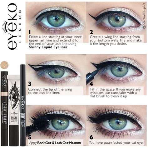 THE PERFECT CAT EYE Easy Cat Eye, Cat Eye Tutorial, Mascara Tutorial, Eyeliner Tutorials, Cat Eye Eyeliner, Perfect Lashes, Perfect Cat Eye, Apply Mascara, Makeup Favorites