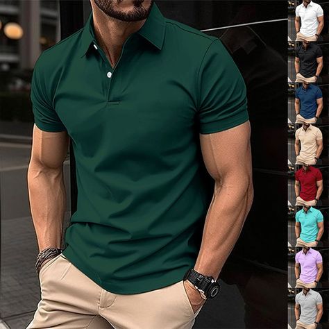 Fabric Combinations, Look Casual, Fabric Names, Short Sleeve Polo, Mens Polo Shirts, Summer Shorts, Summer Wear, Color Design, Men's Polo Shirt