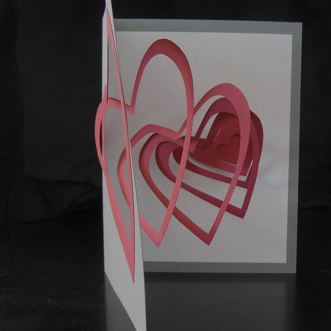 spiral heart pop up card | Flickr - Photo Sharing! Heart Pop Up Card, Paper Engineering, Pop Up Art, Paper Pop, Heart Card, Fancy Fold Cards, Mors Dag, Heart Cards, Pop Up Cards