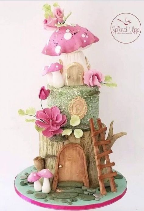 Magical Fairy Cake, Fairy Theme Birthday Cake, Fairytale Birthday Cake, Fairy Cake Ideas, Enchanted Garden Cake, Fairy Tale Cake, Fairy Garden Birthday Cake, Fairy House Cake, Garden Birthday Cake