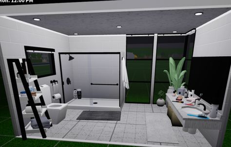 Bloxburg Apartment Layout, Roblox Room, Bloxburg Apartment, Bloxburg Bathroom Ideas, Bloxburg Inspiration, L Shaped Bathroom, Bloxburg Rooms, Blox Burg, Roblox House