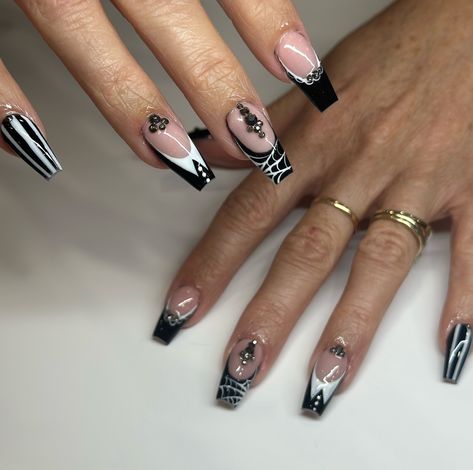 #halloweennails #wednesday #wednesdayadams #spookyseason #nailsesigns #nailart #nailinspo #nails #fashion #cute #viral Wednesday Addams Nail Designs, Addams Family Nails, Wednesday Addams Nails, Wednesday Nails, Nails Fashion, Nails For Kids, Wednesday Addams, Nails Ideas, Halloween Nails