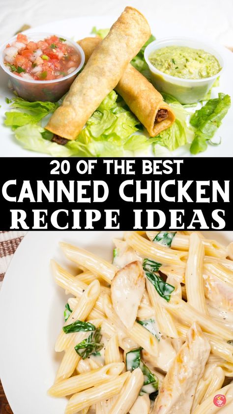 Explore these mouthwatering canned chicken recipes! 🍗🍲 Transform canned chicken into delectable dishes like enchiladas, salads, quesadillas, and stir-fry. Excite your taste buds and make mealtime fun again! 😍🥘 Your new favorite recipe is just a click away. #CannedChicken #QuickRecipes #TastyMeals Canned Chicken Recipes, Chicken Recipes Quick, Can Chicken Recipes, Quesadilla Recipes, Chicken Quesadillas, Recipes Quick, Recipe Roundup, Canned Chicken, Chicken Enchiladas