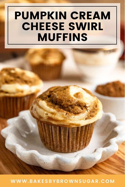 Cream Cheese Muffins Easy, Cream Cheese Swirl Muffins, Brunch Treats, Swirl Muffins, Cream Cheese Swirl, Fall Feast, Muffins Easy, Pumpkin Cream Cheese Muffins, Cream Cheese Topping