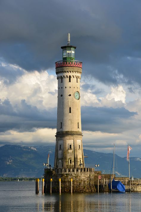 *lighthouse*, Lindu, Germany  by Ines Fuchs  #lindau, #Germany #German #lighthouses #lighthouse Famous Lighthouses, Vintage Motorcycle Posters, Lighthouse Photos, Lighthouse Pictures, Beautiful Lighthouse, Amazing Buildings, Light House, Water Tower, Architecture Sketch