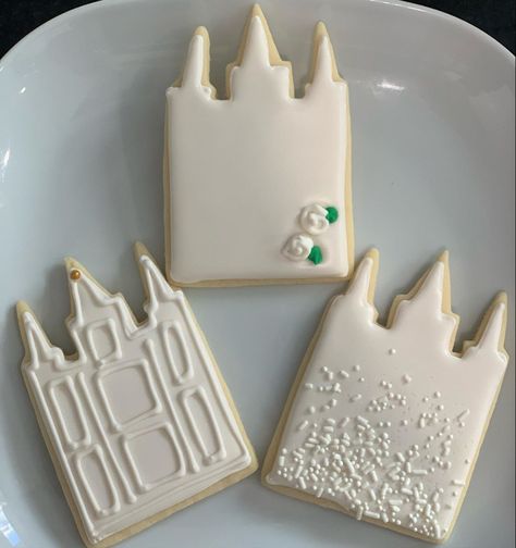 Steph’s Cookies on Instagram: “The Salt Lake City LDS temple ❤️” Temple Sugar Cookies, Temple Cookies, Relief Society Crafts, Baptism Cookies, Salt Lake City Temple, S Cookies, Decorative Cookies, Lds Baptism, Salt Lake Temple