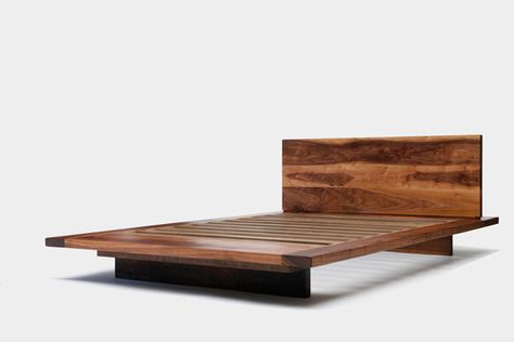 Beautiful Modern Bed Platform Bed Diy, Bedframe Diy, Platform Bed Designs, Walnut Bed, Diy Platform Bed, Romantic Bed, Murphy Bed Plans, Modern Bed Frame, Bed Platform