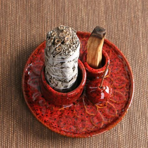 Rustic Ceramic Incense and Candle Holder – OnShelf Incense Jar, Incense Holder Witch, Candle Ceramic Holder, Hanging Incense Holder, Clay Incense Cone Holder, Ceramic Insence Stick Holder, Clay Sage Holder, Homemade Clay Incense Holder, Ceramic Crystal Holder