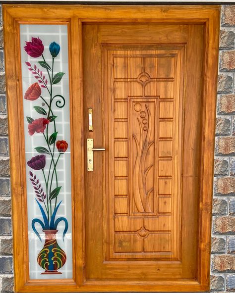 Main Door Window Glass Design, Main Door Glass Design, Main Door Design Photos, Window Glass Design, Main Doors, House Front Door Design, House Main Door, Single Door Design, House Main Door Design