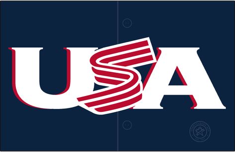 United States Logo Jersey Logo (2013) - The Team USA World Baseball Classic jersey lettering used on a navy blue uniform in 2013 and again in 2023 shows USA with the U and A in white with a red drop shadow and the S in between in a red-and-white striped pattern (not bacon) in reference to the USA flag. SportsLogos.Net Navy Blue Uniform, Blue Uniform, Logo Jersey, Usa Baseball, World Baseball Classic, Drop Shadow, Jersey Logo, Team Usa, Sports Logo