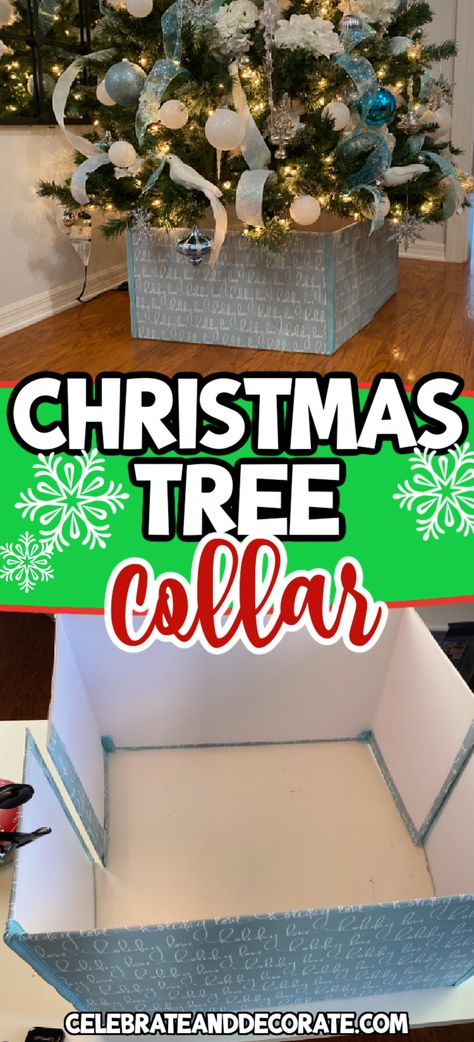 Here's how to make your own DIY Christmas Tree Collar! One of the best ways to make your holiday tree look even more elevated! Diy Tree Collar Ideas, Diy Tree Collar, Diy Christmas Tree Collar, Christmas Tree Stand Diy, Tree Collar Christmas, Christmas Tree Decorating Tips, Christmas Tree Collar, Christmas Tree Base, Christmas Collar