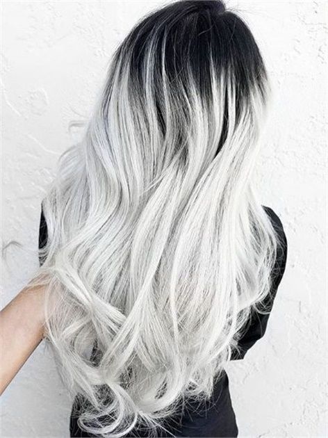 White And Black Hair, White Ombre Hair, Silver Ombre Hair, Grey Ombre Hair, Pastel Ombre, Bleach Blonde Hair, Blond Balayage, Silver Hair Color, Super Hair