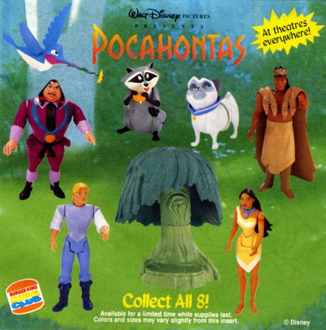 Pocahontas (1995) | The 11 Most Memorable Burger King Kids Club Toys Of The '90s Pocahontas 1995, 90s Pretty, Best 90s Cartoons, Grandmother Willow, Mc Donald's, Childhood Memories 90s, Kids Meal, 90s Memories, Mc Donald