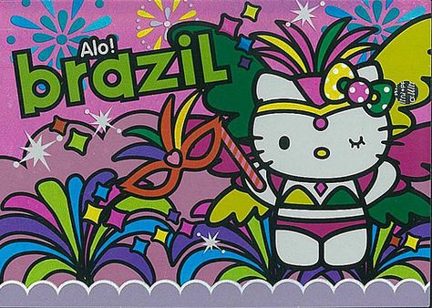 Hello Kitty minipostcard - Brazil | Flickr - Photo Sharing! Brazil Hello Kitty, Brazil Pfp, Tropical Hello Kitty, Brazil Wallpaper, Princess Kitty, Iconic Poster, Hello Kitty Art, Whatsapp Wallpaper, Graphic Design Fonts