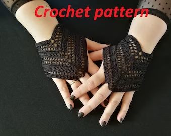 LunarStill - Etsy Goth Crochet, Col Crochet, Crochet Lace Collar, Lace Fingerless Gloves, Long Fingerless Gloves, Crochet Leg Warmers, Confection Au Crochet, Crochet Design Pattern, Crochet Fingerless Gloves