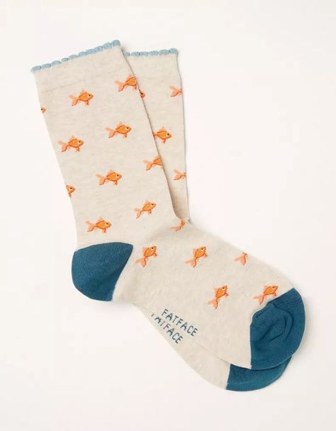 Socks With Designs, Socks Cute Aesthetic, Cute Vintage Socks, Cute Fun Socks, Fun Socks Aesthetic, Fatface Socks, Fish Socks, Aesthetic Socks, Socks Aesthetic