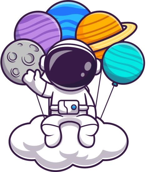 Astronaut Floating In Space, Space Cartoon, Pop Book, Astronaut Cartoon, Balloon Cartoon, Floating In Space, Galaxy Theme, Vector Icons Illustration, Swag Cartoon