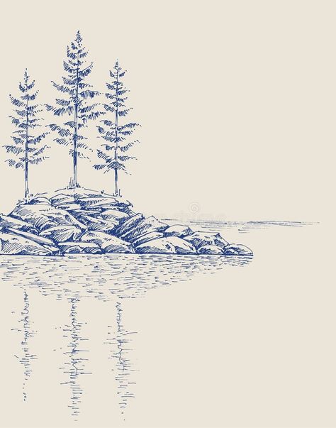 Small Landscape Drawings, Ponderosa Pine Drawing, Pine Tree Illustration Simple, Pine Tree Graphic, Outdoors Doodles, How To Draw Pine Trees, Evergreen Tree Drawing, Ink Sketches Simple, Pine Tree Doodle