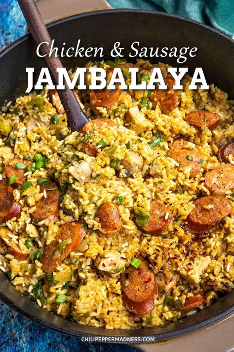 Zatarans Jambalaya Recipe, Jambalaya Recipe Chicken And Sausage, Jumbulyia Recipes, Sausage Chicken Rice, Rice Jambalaya Recipe, Dutch Oven Jambalaya Recipe, Authentic Jambalaya Recipe, Cajun Sausage And Rice, Chicken And Sausage Jambalaya Recipe