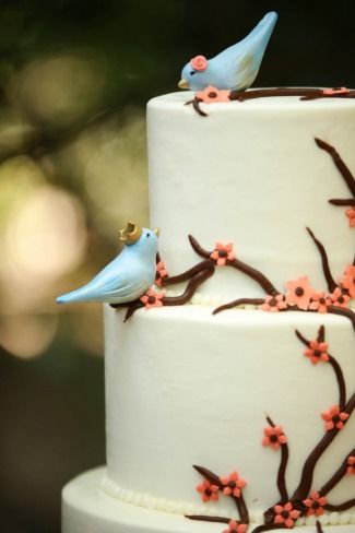 blue love birds on wedding cake Easy Wedding Cakes, Bridal Cake Topper, Bird Themed Wedding, Unfrosted Cake, Wedding Cake Birds, Bird Cake Toppers, Wedding Birds, Bird Cake, Wedding Anniversary Cakes