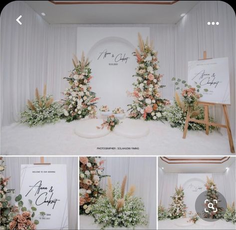 Dekor Engagement, Dekor Akad, Backdrop Lamaran, Dekor Lamaran, Indoor Wedding Decorations, Nikah Decor, Wedding Stage Backdrop, Engagement Decor, Wedding Background Decoration