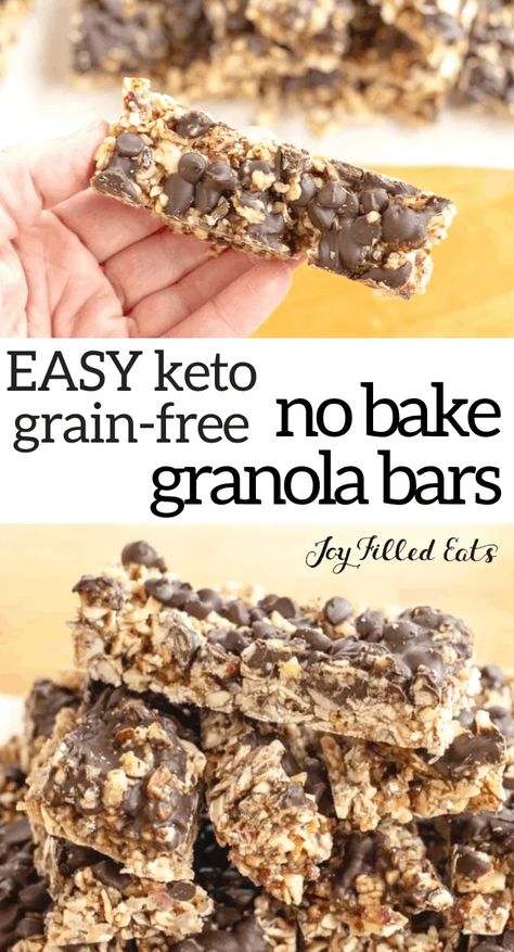 Homemade Chocolate Chip Granola Bars, Chocolate Chip Granola Bar Recipe, Bake Granola Bars, Low Carb Granola Bars, No Bake Granola, Granola Bars Recipe, Chocolate Chip Granola, Chocolate Chip Granola Bars, Low Carb Granola