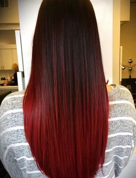 Brown Hair Ombre Red, Red Balayage Straight Hair, Long Straight Hairstyles, Straight Prom Hair, Stylish Hair Colors, Red Balayage Hair, Red Hair Inspiration, Red Ombre Hair, Filmy Vintage