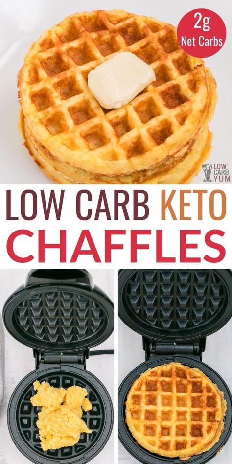 It's so easy to make these low-carb cheese waffles with just 4 ingredients. Simply combine the ingredients together and cook in a waffle iron! Chaffle Recipe Keto, Easy Low Carb Breakfast, Bread Replacement, Low Carb Pancake Recipe, Keto Waffles, Low Carb Sandwiches, Keto Bread Recipe, Low Carb Waffles, Keto Chaffles