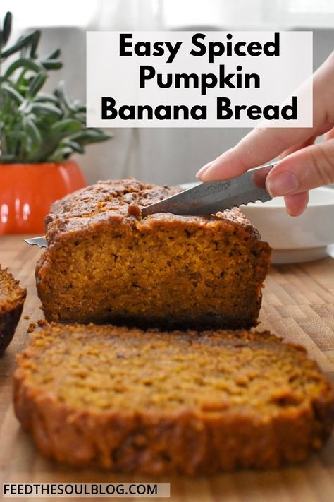 Banana Bread Recipe Vegan, Spice Banana Bread, Banana Bread No Eggs, Pumpkin Spice Banana Bread, Pumpkin Banana Bread Recipe, Banana Recipes Overripe, Banana Recipe, Yummy Bread, Pumpkin Banana Bread