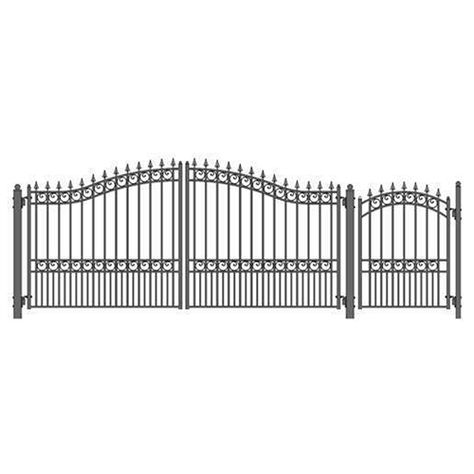 Set of ALEKO LONDON Style Steel Swing Dual Driveway 14 ft with Pedestrian Gate 5 ft Driveway Fence, Pedestrian Gate, Gate Openers, Security Gates, Gate Post, Gate Ideas, Fencing Ideas, Steel Gate, London Style